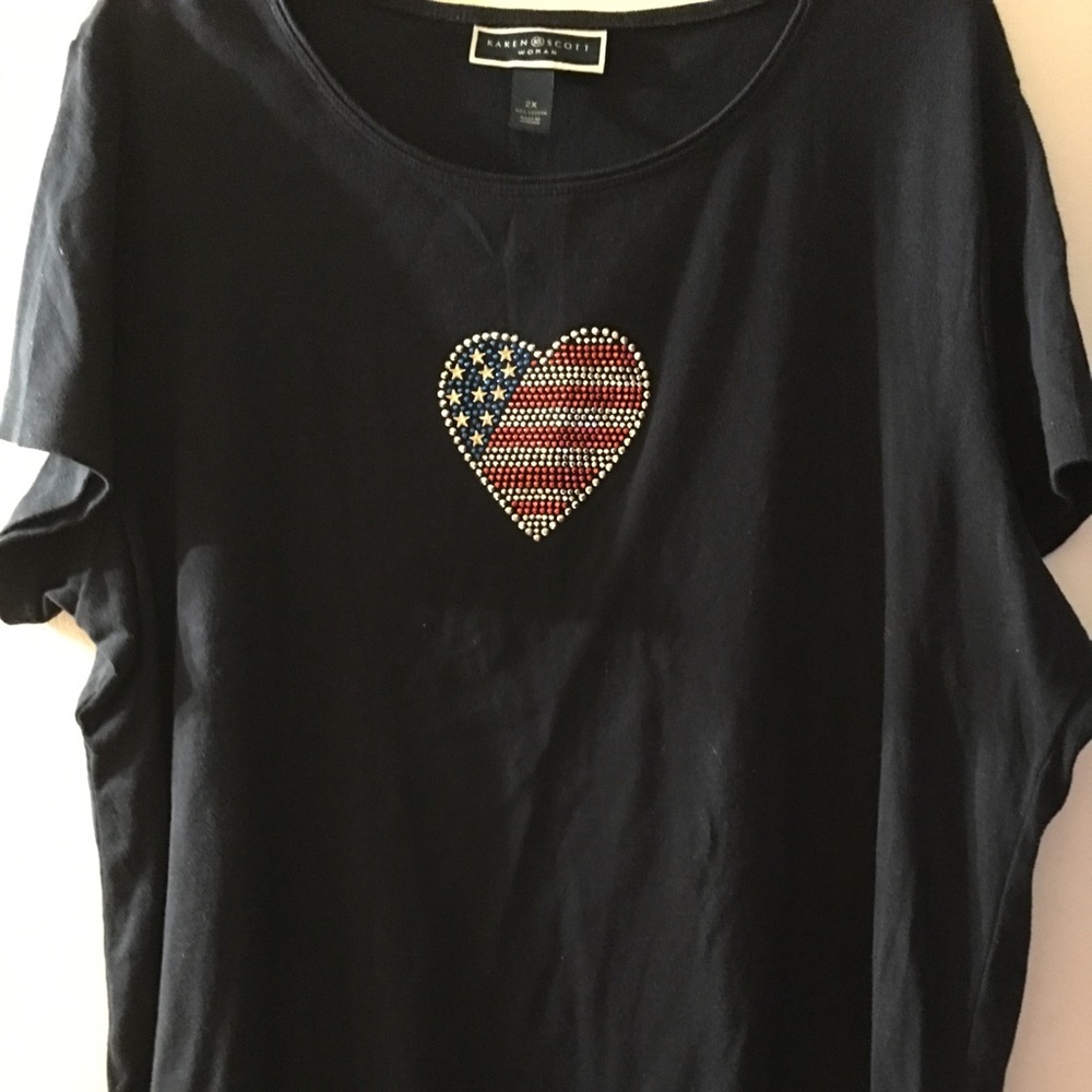 Navy blue patriotic heart design dress T-shirt
